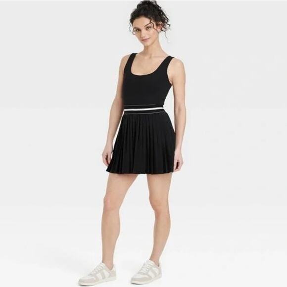 All In Motion Sleeveless Pleated Athletic Active Mini Dress Black Womens Large - Picture 1 of 9